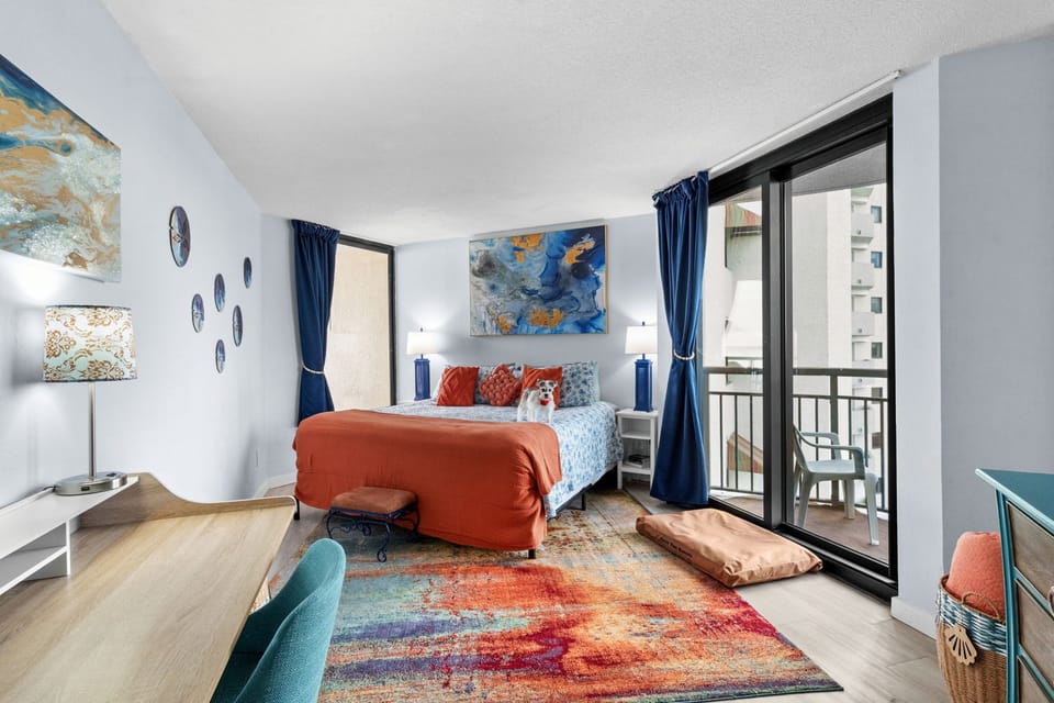 Plush king bed, ocean views, and room for the whole pack.