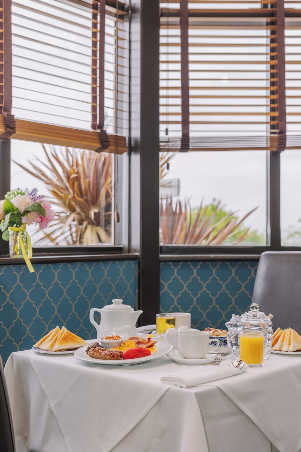 Enjoy a quiet table for two with morning treats.