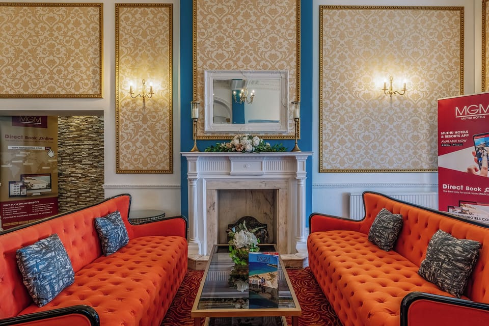 Relax by the fireplace in a stylish, social lounge.