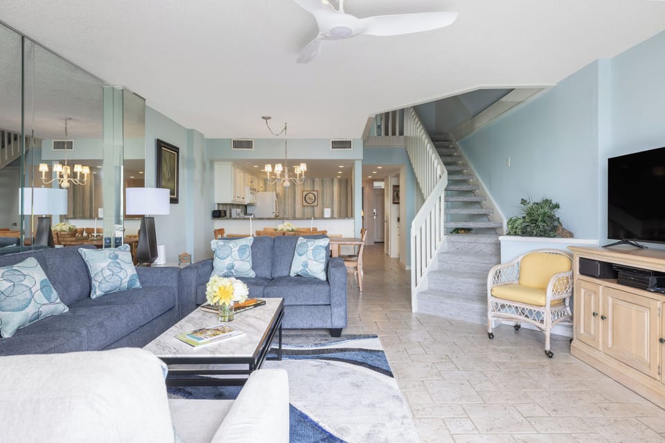 Relaxing Living Area with smart TV and comfortable seating
