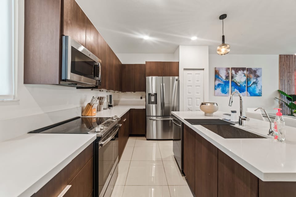 Our fully equipped kitchen combines rustic charm with elegant style