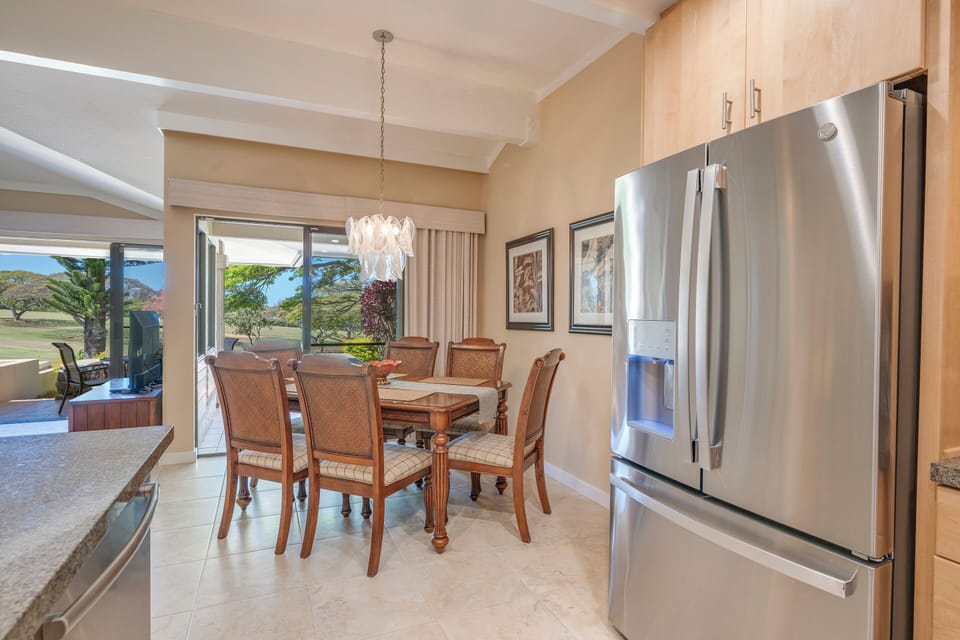 Gather around the elegant dining table for shared meals and memorable moments after a day in Kapalua.