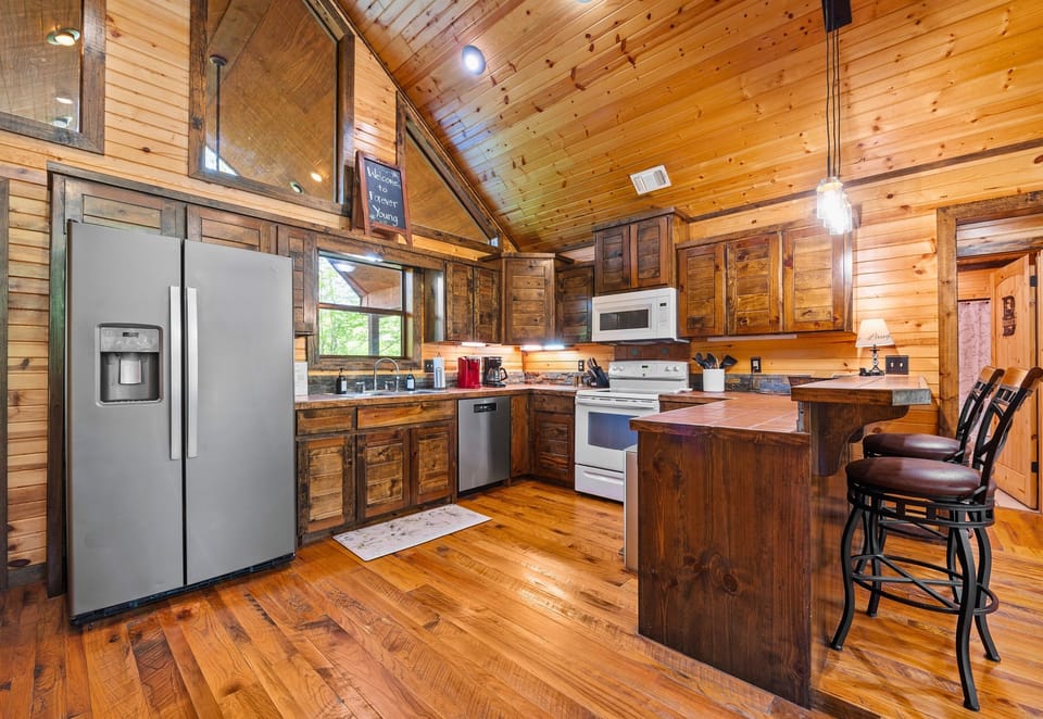 With loads of counter space and a welcoming vibe, this kitchen was made for group cooking and late-night snacks.