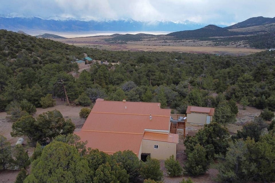 Ariel property view. Private Hillside home with panoramic views.