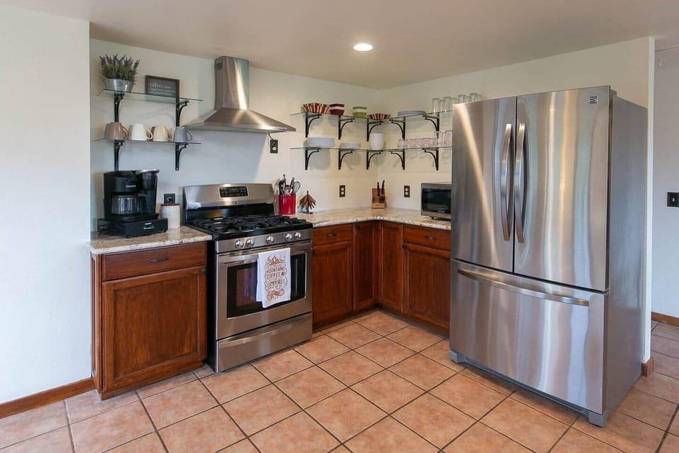 Modern kitchen. With amazing mountain views.