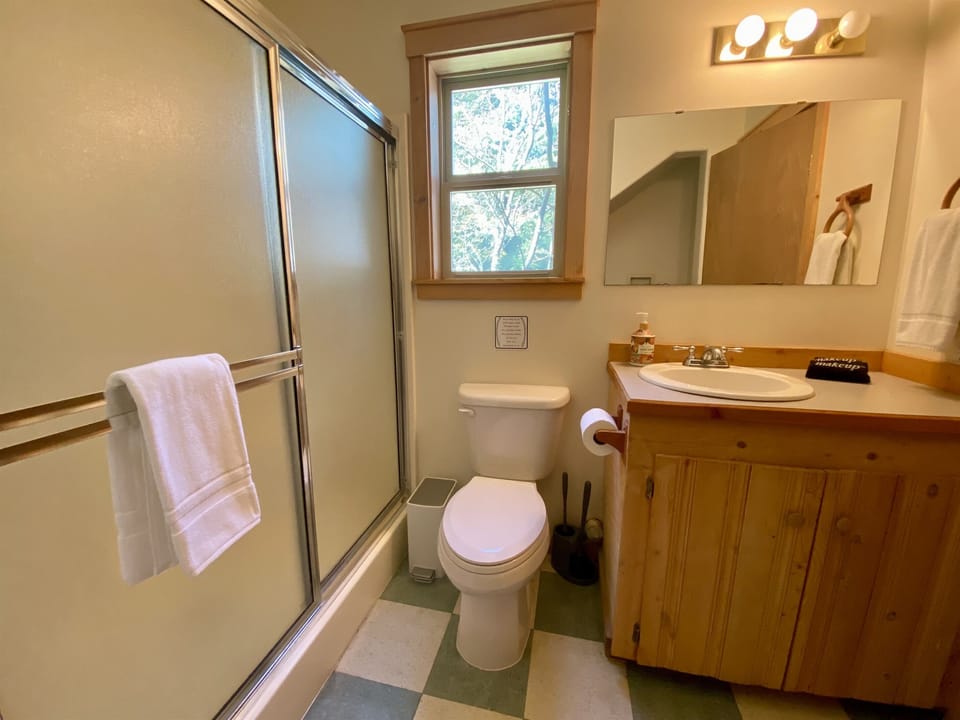 Downstairs full bath offers easy access from living room, kitchen and bedroom.