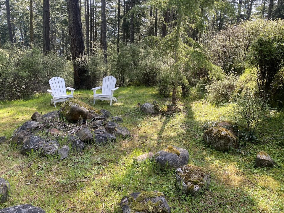 Follow the trail down to the lower backyard area where stories and s'mores around the campfire add to your experience.  