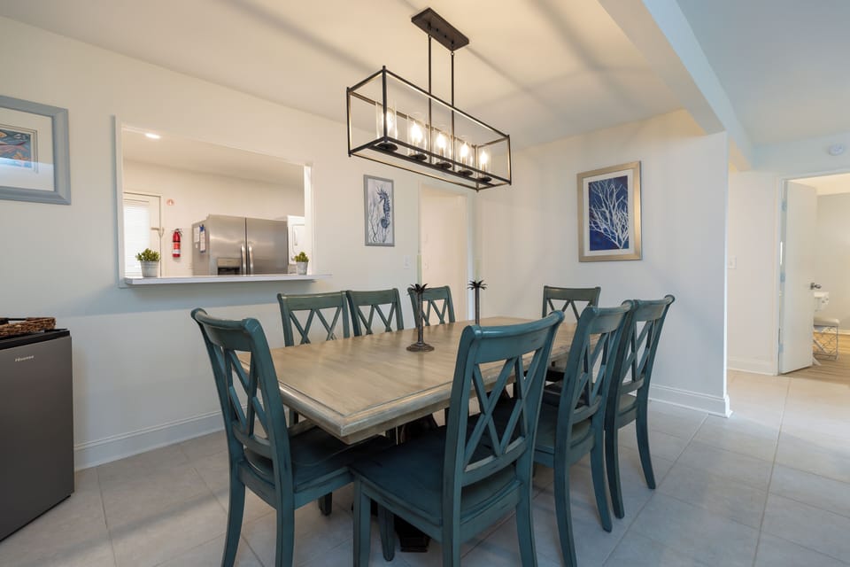 Oping dining area perfect for a home cooked meal