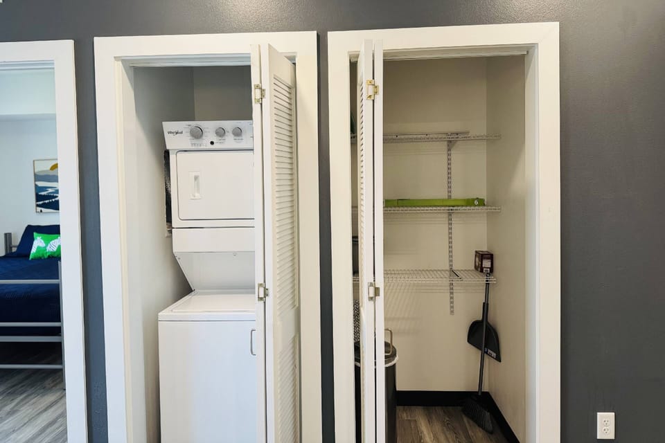 Storage closet in kitchen area for food or personal items!