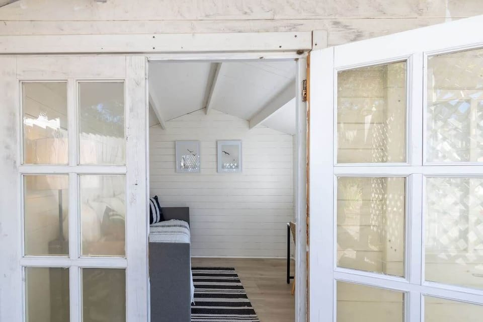 Inside the tool house, cozy sofas