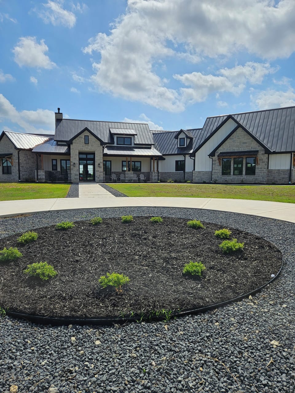 Exterior front elevation of the house. 