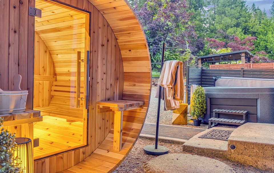 "Wrapped in cedar and warmth—where stress takes a vacation."