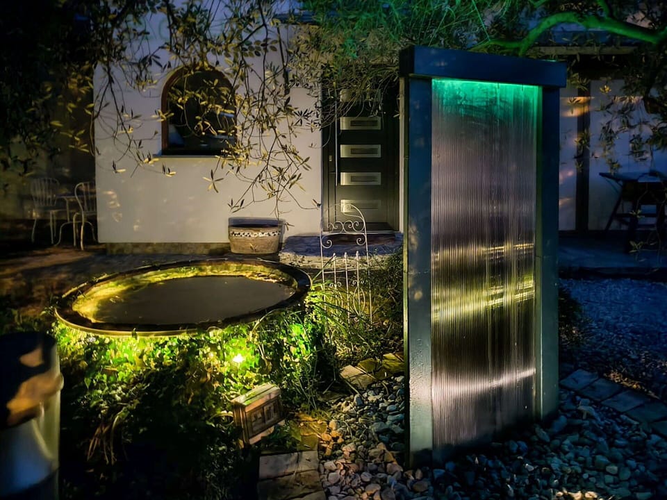 Shrub, Garden, Landscape Lighting, Water Feature, Backyard, Landscaping, Design, Yard, Light Fixture, Houseplant