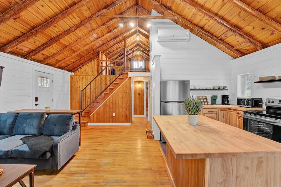 Open Cabin Living Space with Kitchen Island