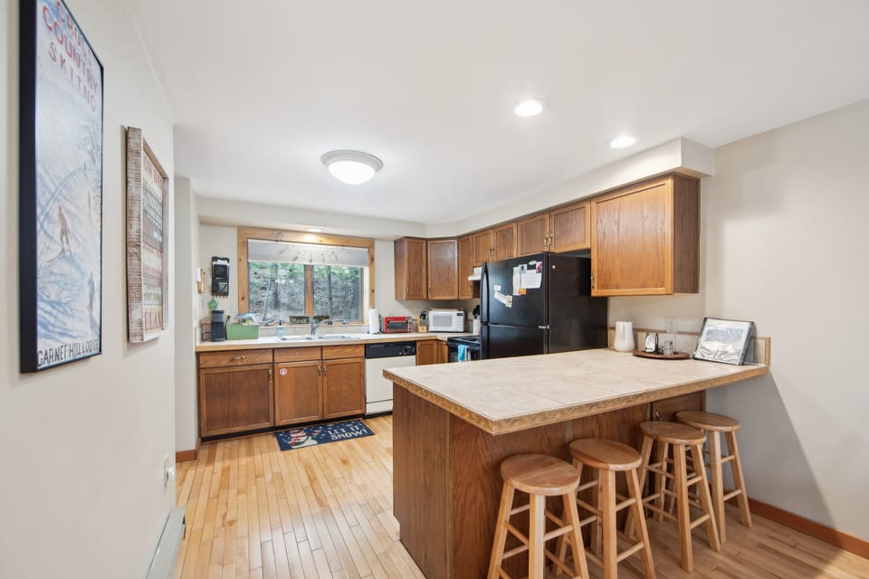 Indoors, Hardwood, Kitchen, Kitchen Island, Bar Stool