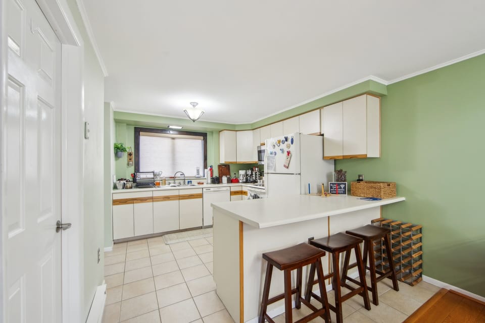 Indoors, Kitchen, Lamp, Appliance, Refrigerator