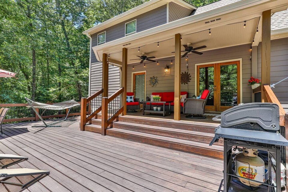 Large partially covered deck