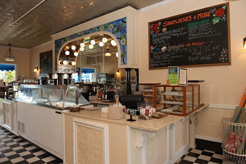 Grab coffee and snacks at the cheerful on-site café.
