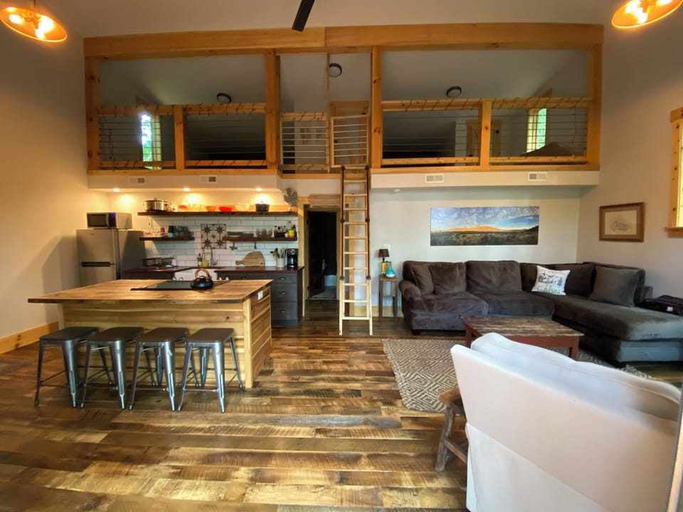 View into the cabin from the garage door.