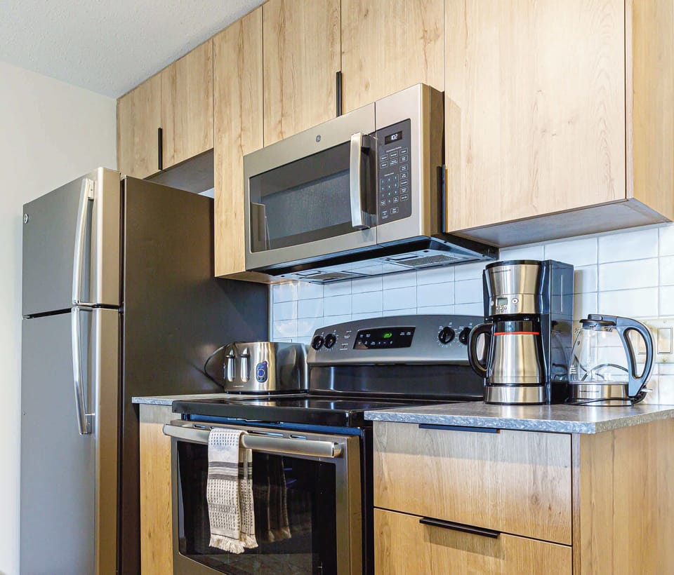Fully equipped kitchen for home-style cooking.