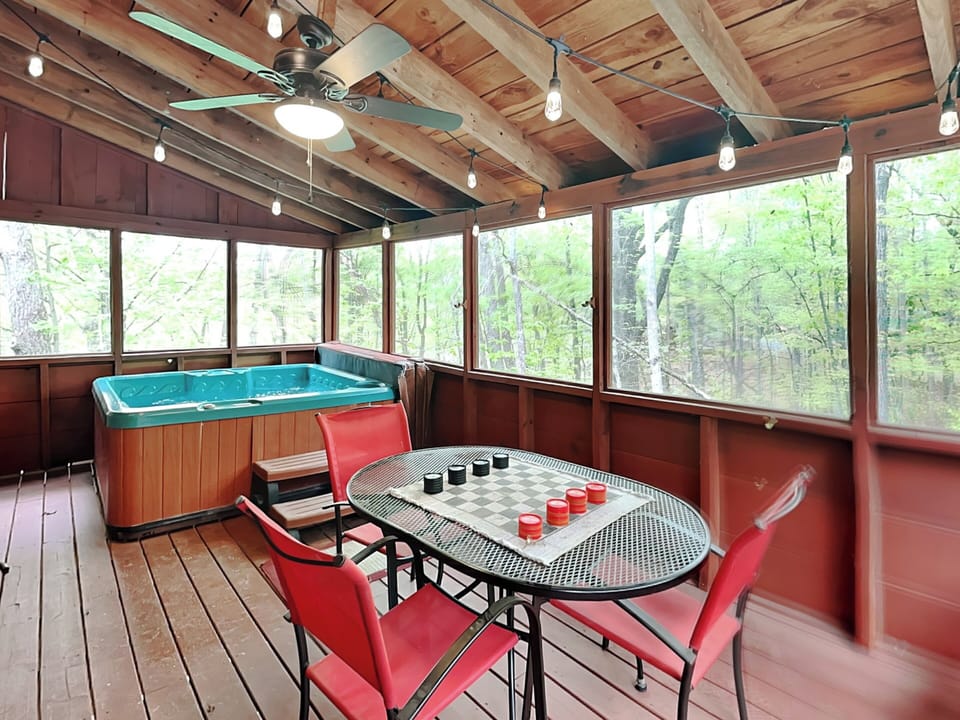 Sunroom with Hot Tub + Dining Area