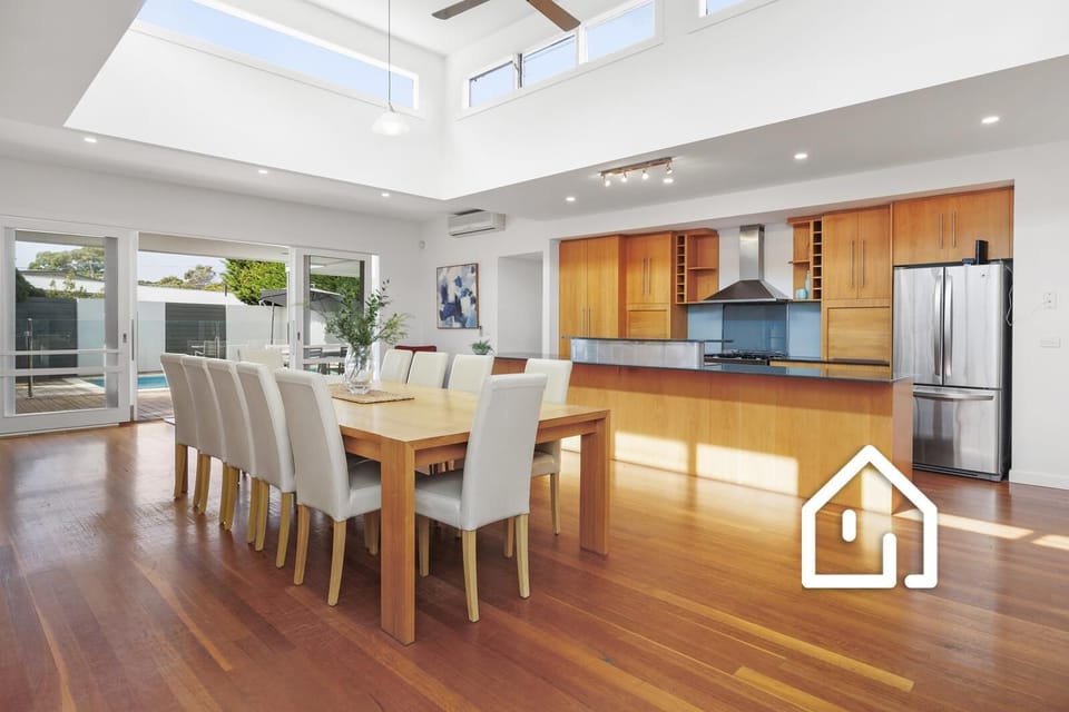 Main open plan living area incorporating the kitchen and dining for ten