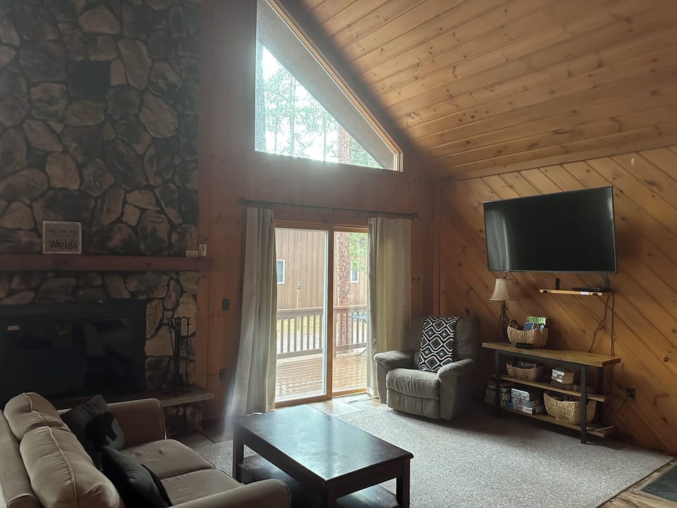 Cozy fireplace and smart tv