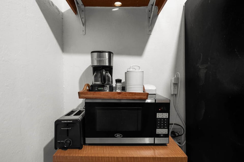 Microwave, Coffee maker, and toaster