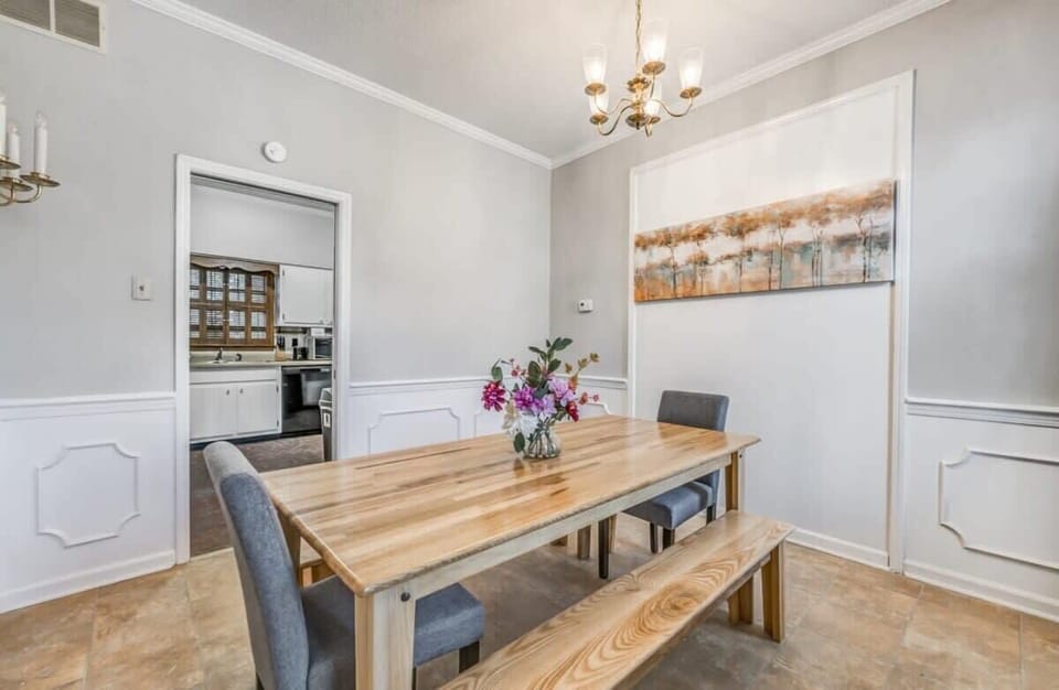 Beautiful farm table in the dining room.