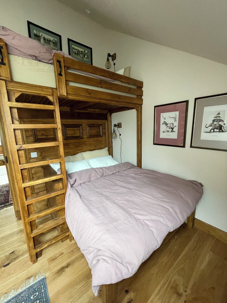 Bunk with twin on top and double on the bottom. 