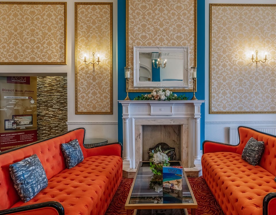 Relax by the fireplace in a stylish, social lounge.
