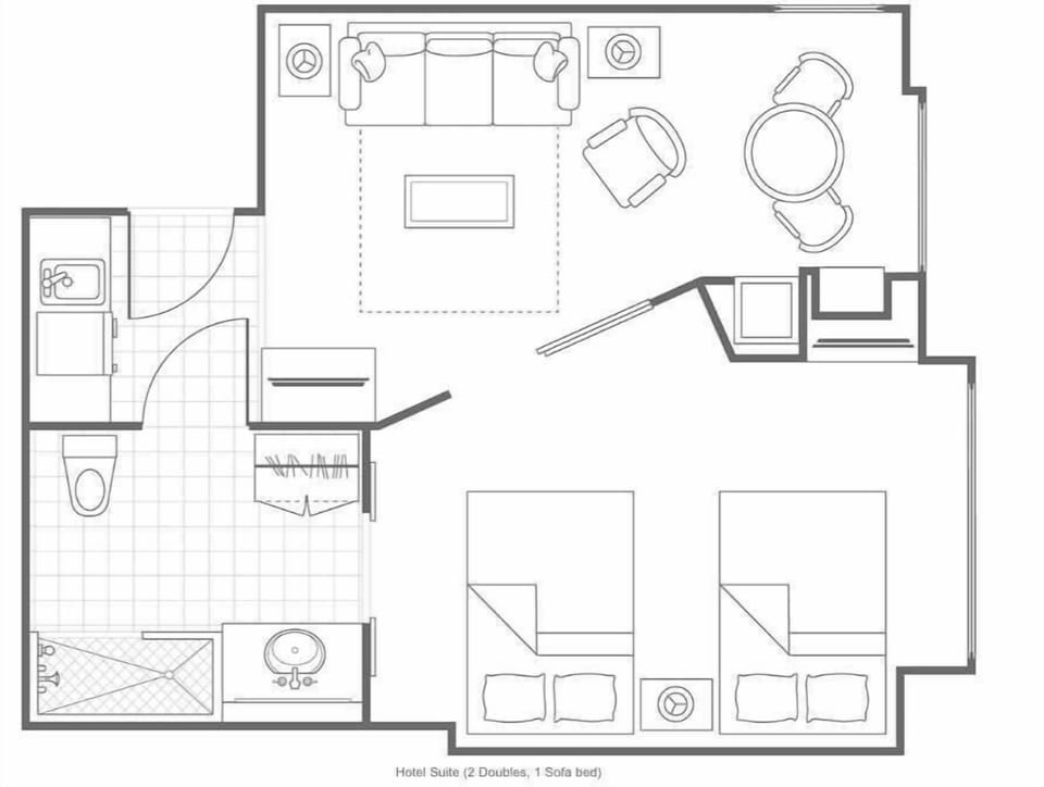 Your floor plan may either have 1 King or 2 Doubles. Bedding configuration can be requested but not guaranteed.