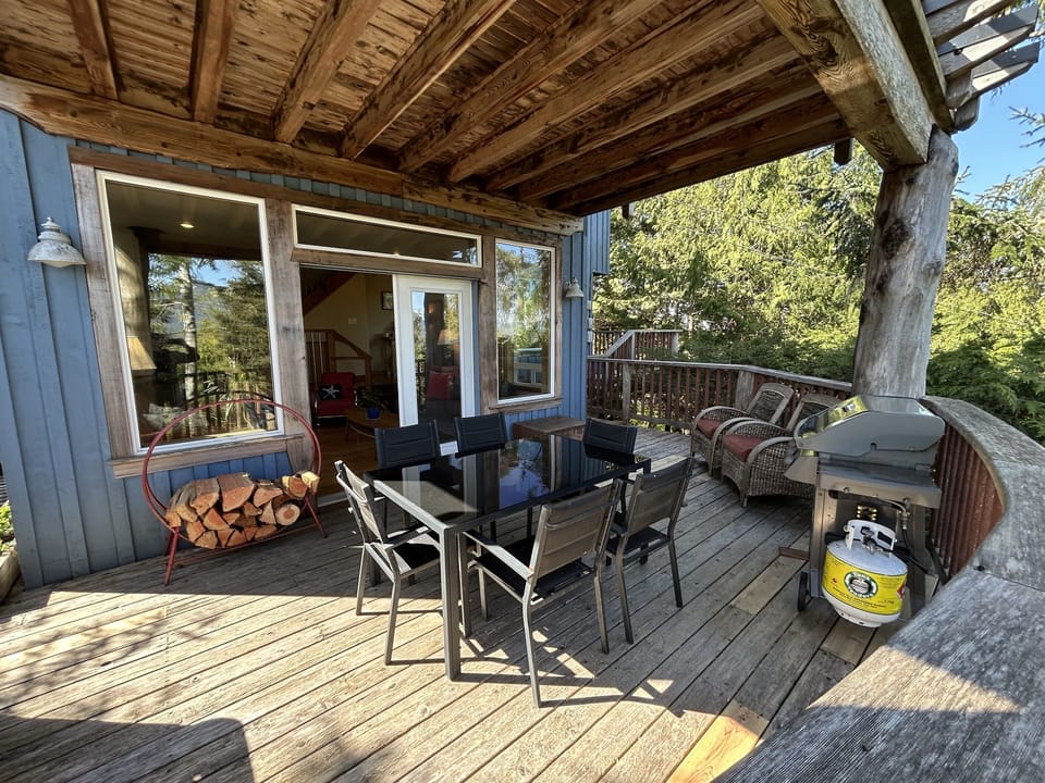 BBQ and outside dining under cover prepares you for whatever the Tofino weather throws at you