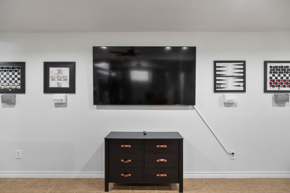 Bunk Room smart TV with Game Boards