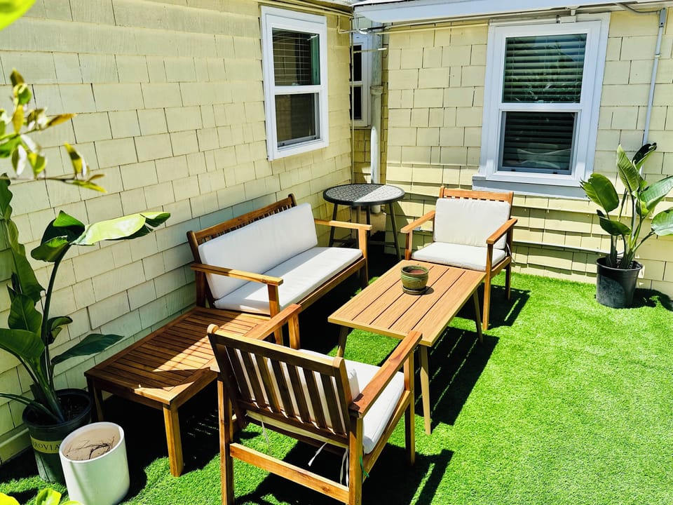 Back patio area for a casual morning coffee.