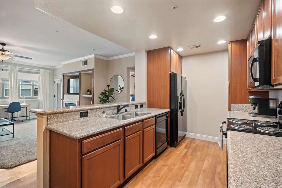 Prepare your favorite meals in this well-appointed kitchen, complete with all the tools you need for cooking with ease.