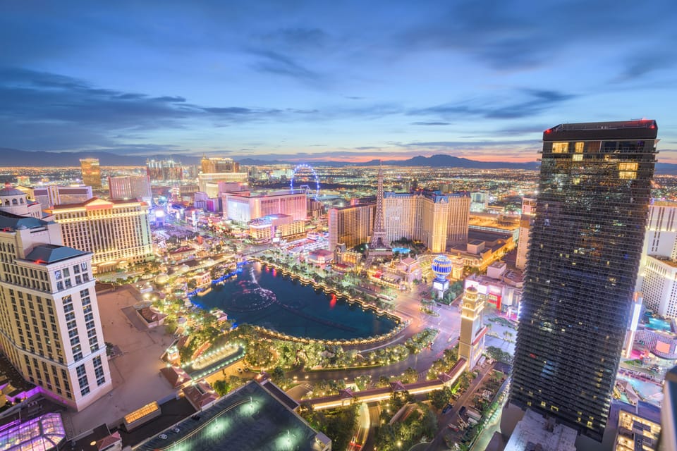 Unwind with sweeping sunset panoramas over the sparkling Strip.