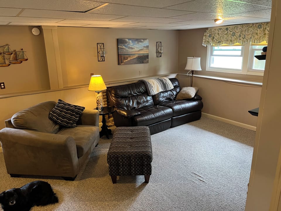 Double reclining leather sofa
