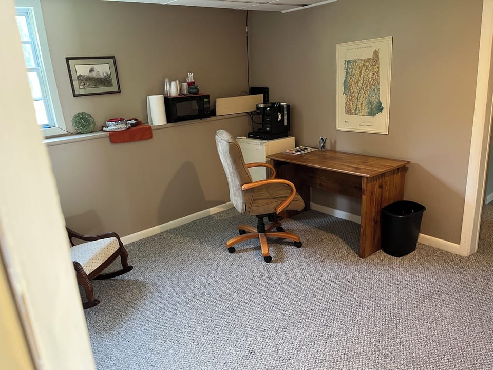 Dining area with microwave, coffee maker, mini-fridge