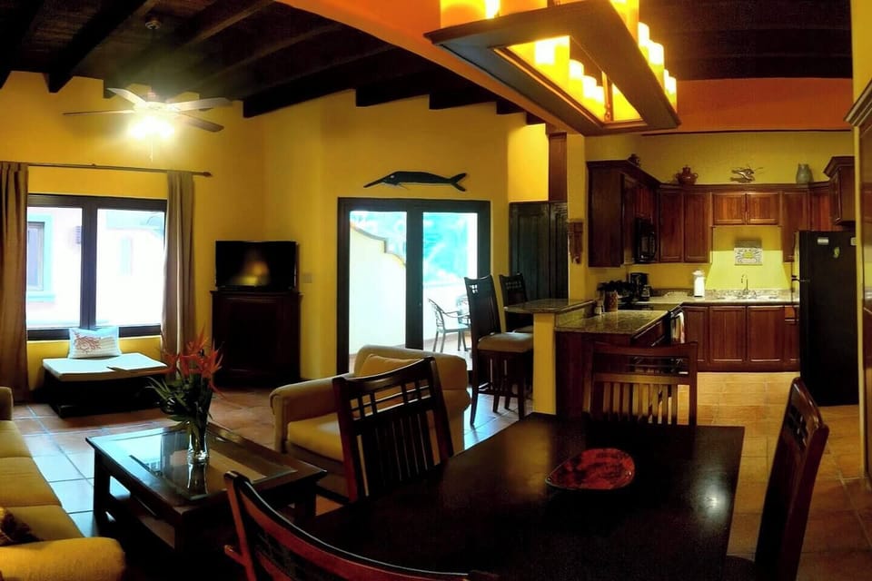 View of living space from dining area.