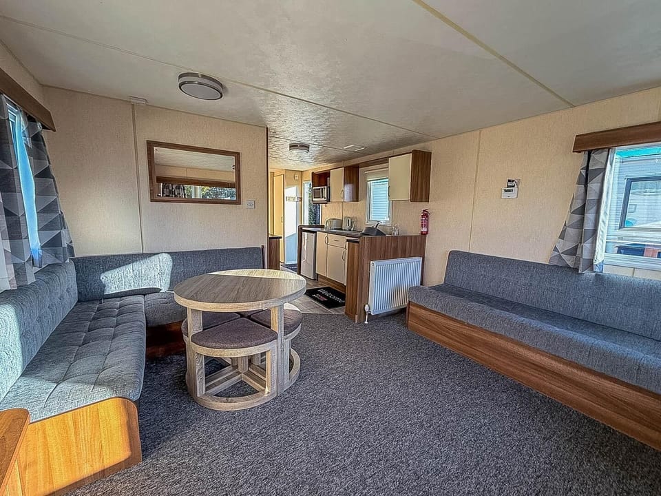 Cosy interior in 8 berth caravan
