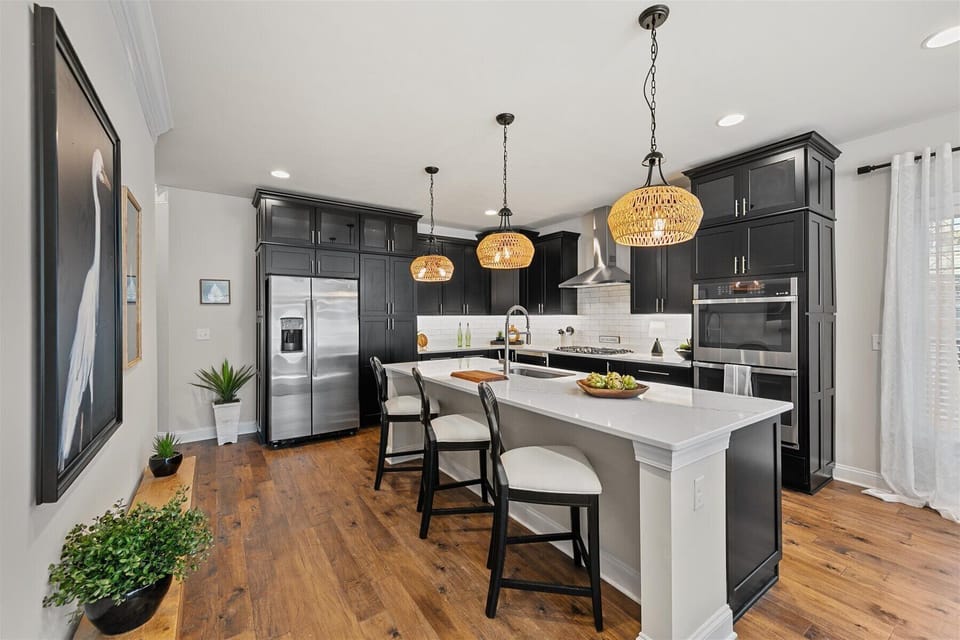 Chefs' kitchen with stainless steel appliances