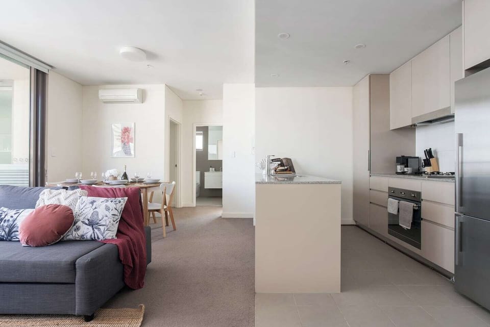 The kitchen comes well equipped for meals at home with stainless steel appliances and cooking utensils.