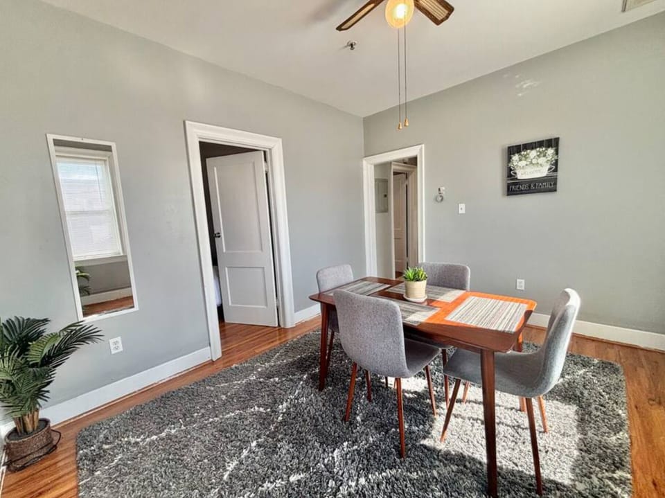 Chic dining area with comfortable seating