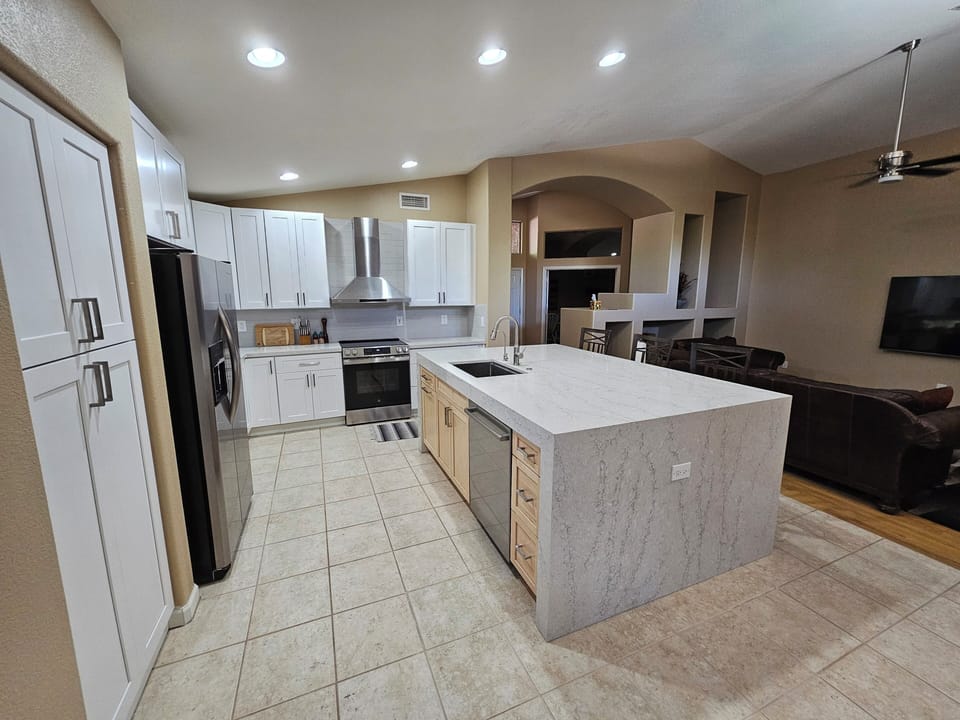 Kitchen looking toward the den
