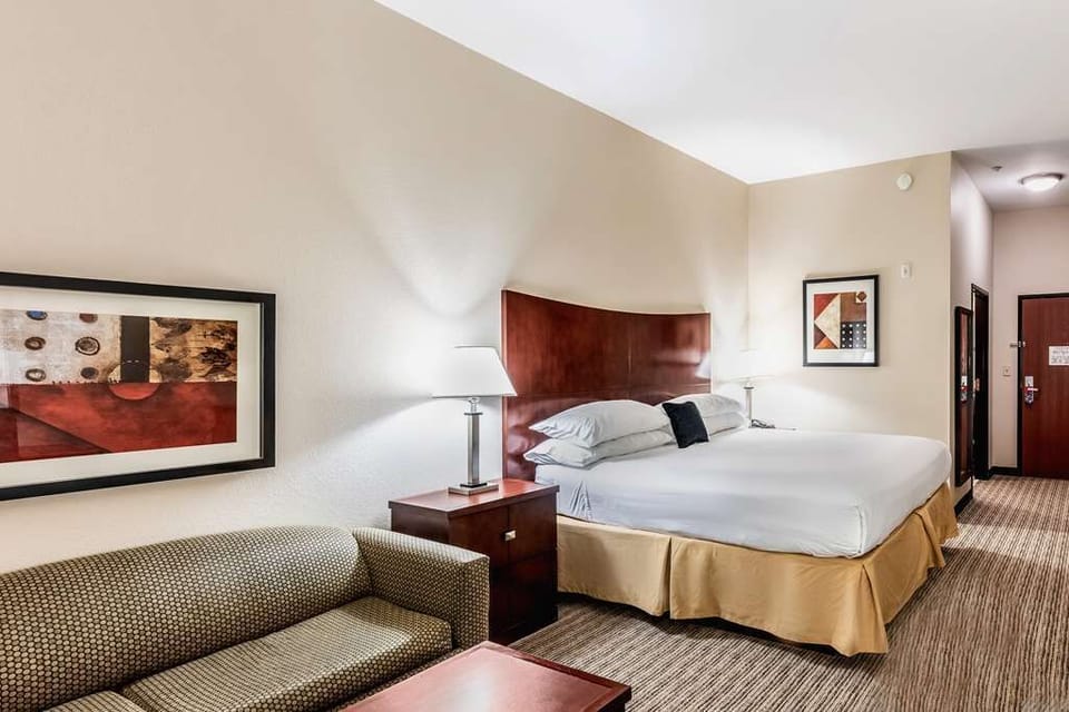 Unwind on plush bedding after a long day exploring.