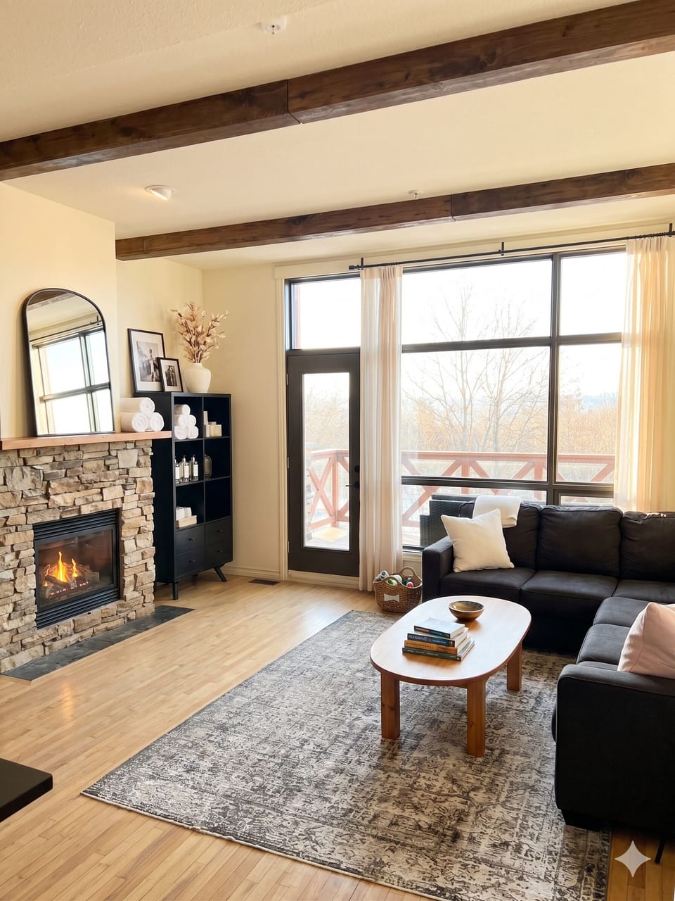 Access from the main living area to the BBQ deck. Seating available for summer BBQ and dining.