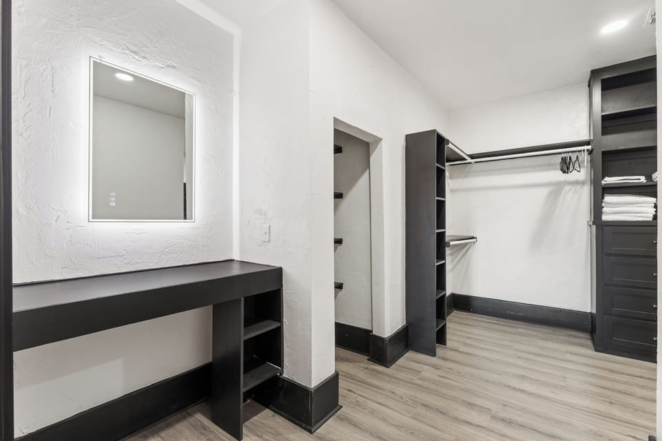 The laundry area is designed for convenience, making chores a breeze.
