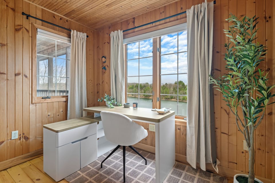 Private office with inspiring views, perfect for work or study.
