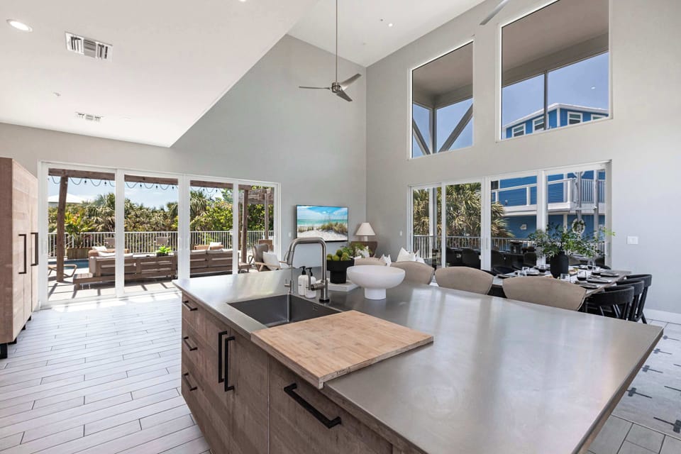 The island seats four comfortably, making it a natural gathering spot whether you're whipping up a family breakfast or hosting a special celebration.